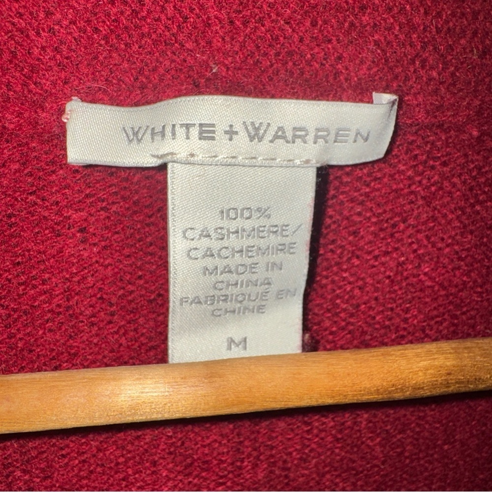 White & Warren Womens 100% Cashmere Open Front Cardigan Medium Burgundy Red - Picture 4 of 8